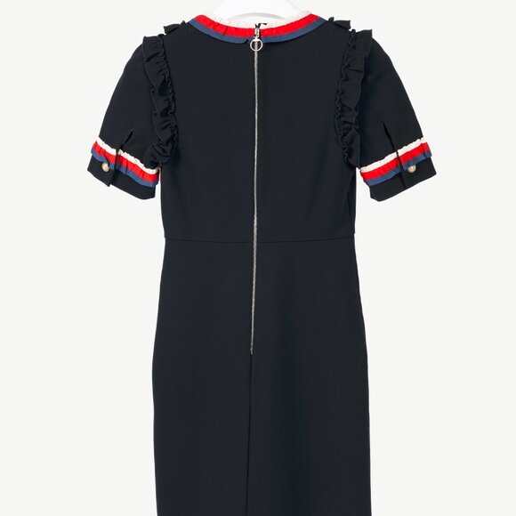 Gucci Black Sylvie-Web Ruffle-Detail Short Dress - Picture 3 of 13